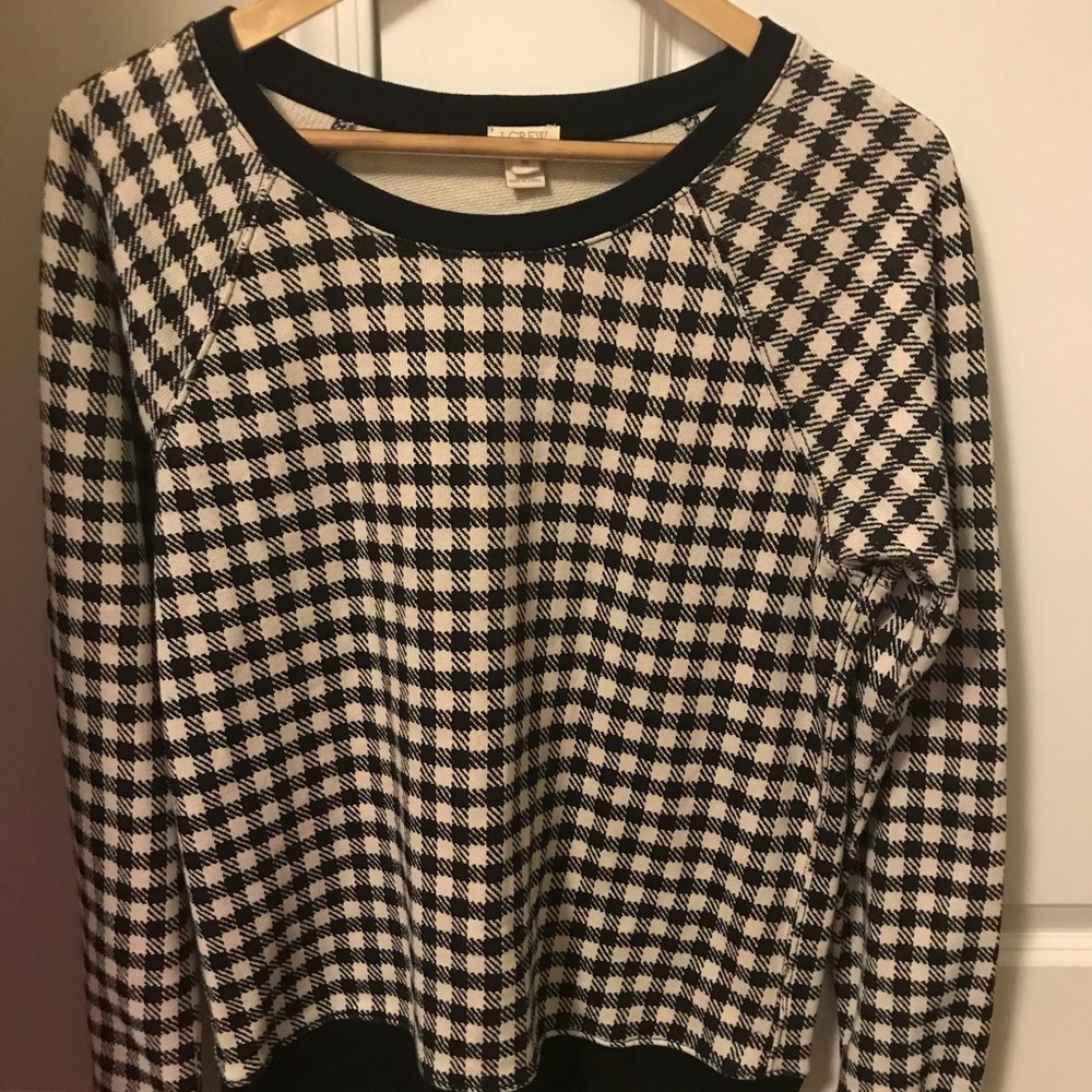 NWOT J.Crew Houndstooth Sweatshirt Black/White
